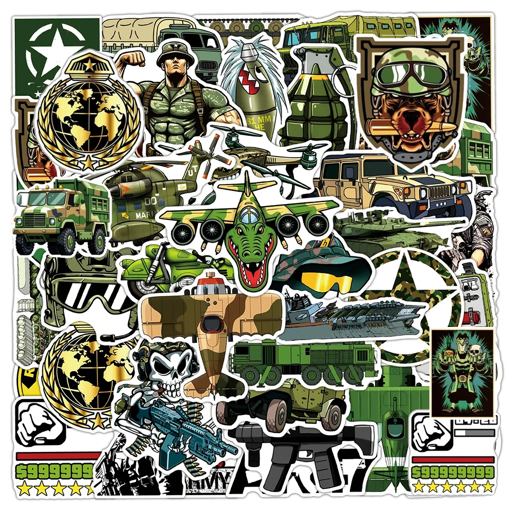 

10/30/50pcs Caroton Military Equipment Stickers Tank Aircraft Decals DIY Skateboard Laptop Luggage Cool Waterproof Sticker Toys
