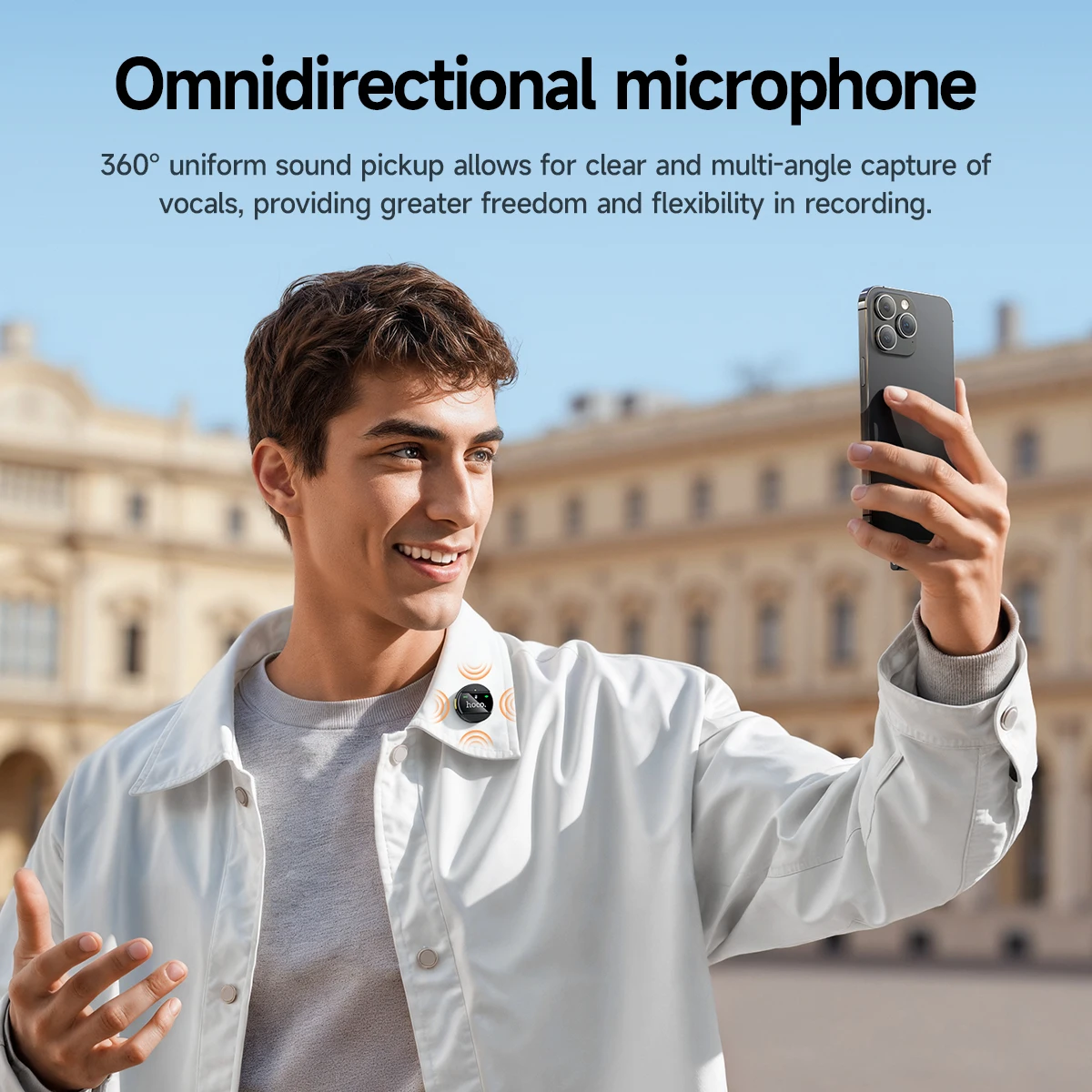 HOCO L22 2-in-1 Wireless Digital Microphones Magnetic Lavalier For iPhone Type-C Samsung Smart Mobile Phone TK Audio Live Device view 4