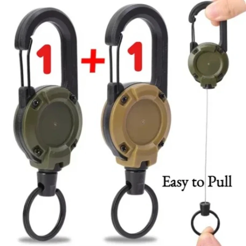 1/2Pcs Retractable Key Chains Anti-theft Metal Easy-to-pull Buckle Rope Elastic Keychain Sporty Retractable Key Ring
