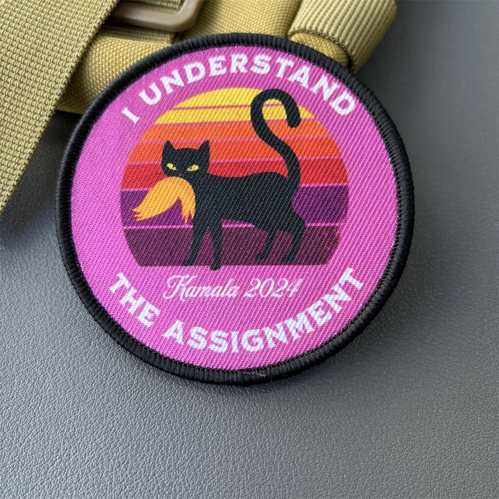 Black Cat Morale Badge I UNDERSTAND THE ASSIGNMENT Tactical Patch Print Chevron Hook&loop Sticker Military Cats Backpack Armband