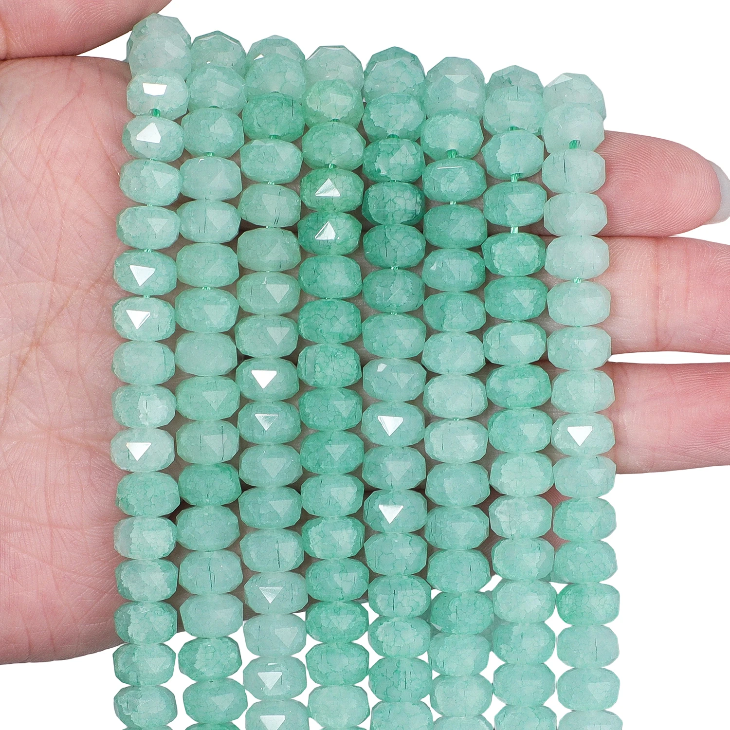 8x5mm Rissmuster Facettierte Glasperlen Bunte Radförmige Glatte Perlen für Schmuckherstellung DIY Halskette Anhänger Zubehör – Detail 9
