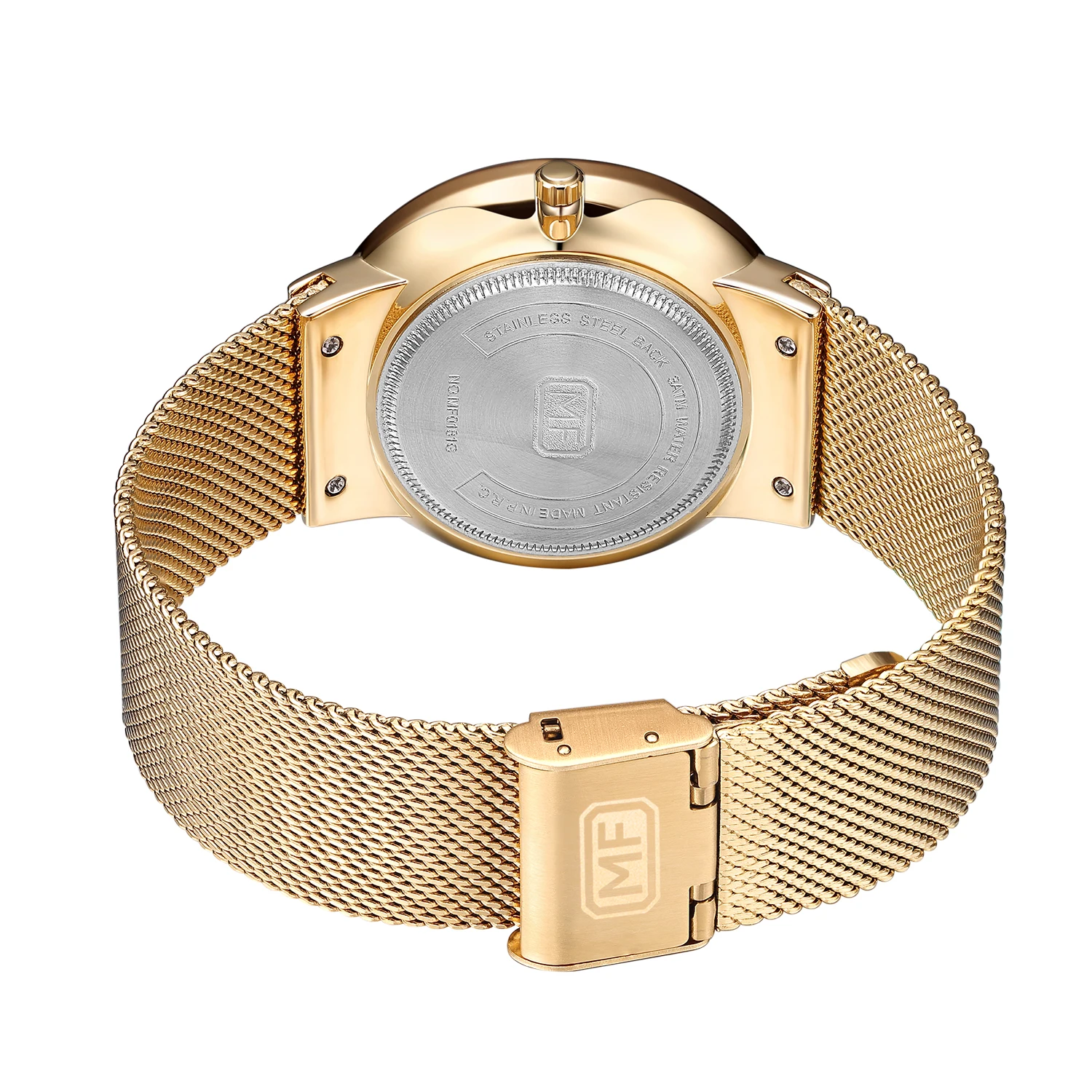 Mini Focus MF0181G Herren Luxusuhr Gold Mesh Edelstahlband Wasserdichter Kalender Stilvolle Quarzuhren