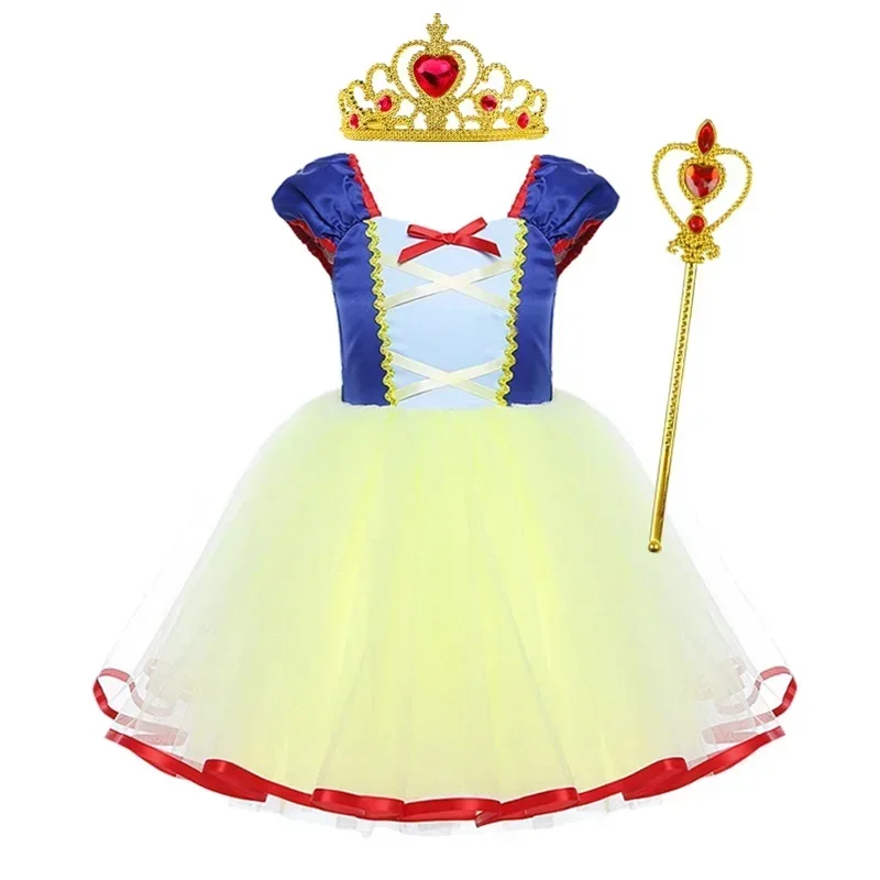 Baby Girl Costume Snow White Princess Dress Birthday Cosplay Dress Party Tutu Gown Carnival Halloween Costume for Kids 1-5 Years