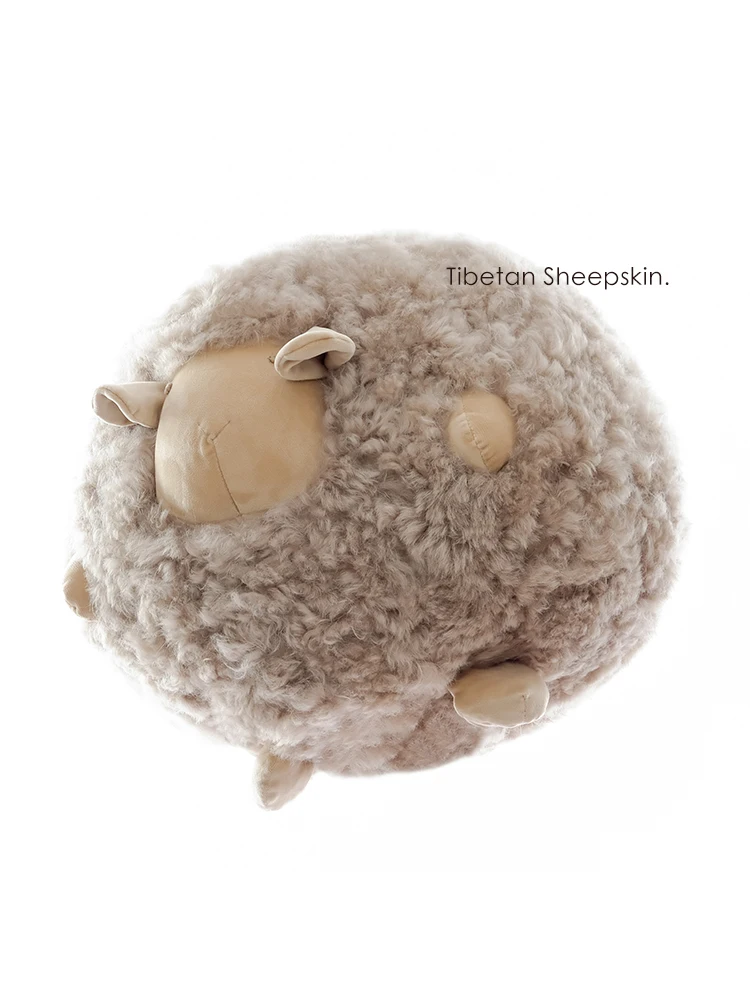 Loew Fine Wool Cushion Multi-Purpose Sofa Pillow Whole Sheet Light Cocoa Color Sheep Ball Plush Home Decorative Pillow