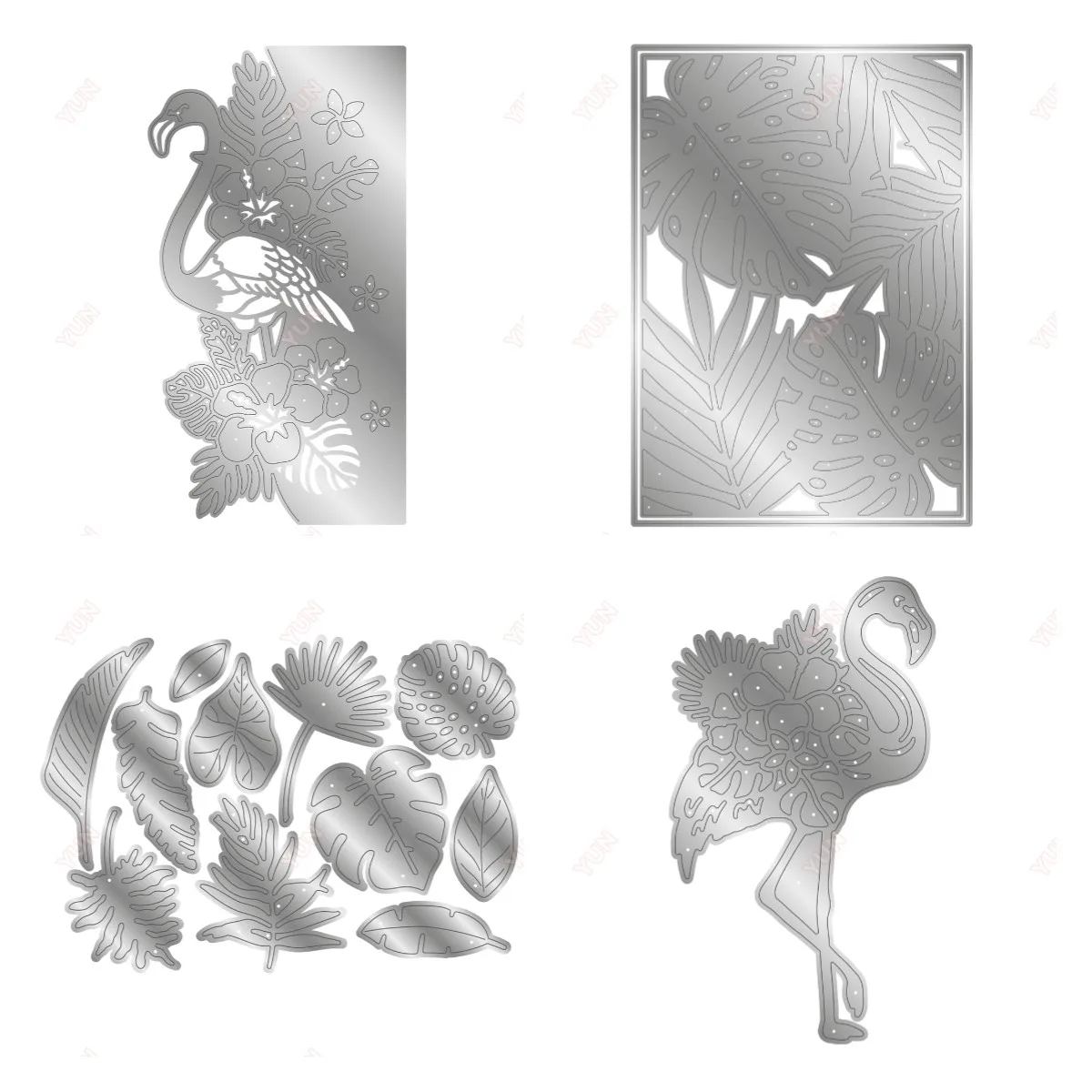 

Tropical Leaves Flamingo Silhouette Metal Cutting Dies for DIY Scrapbooking Crafts Die Cuts Handmade Greeting Cards Leaves New