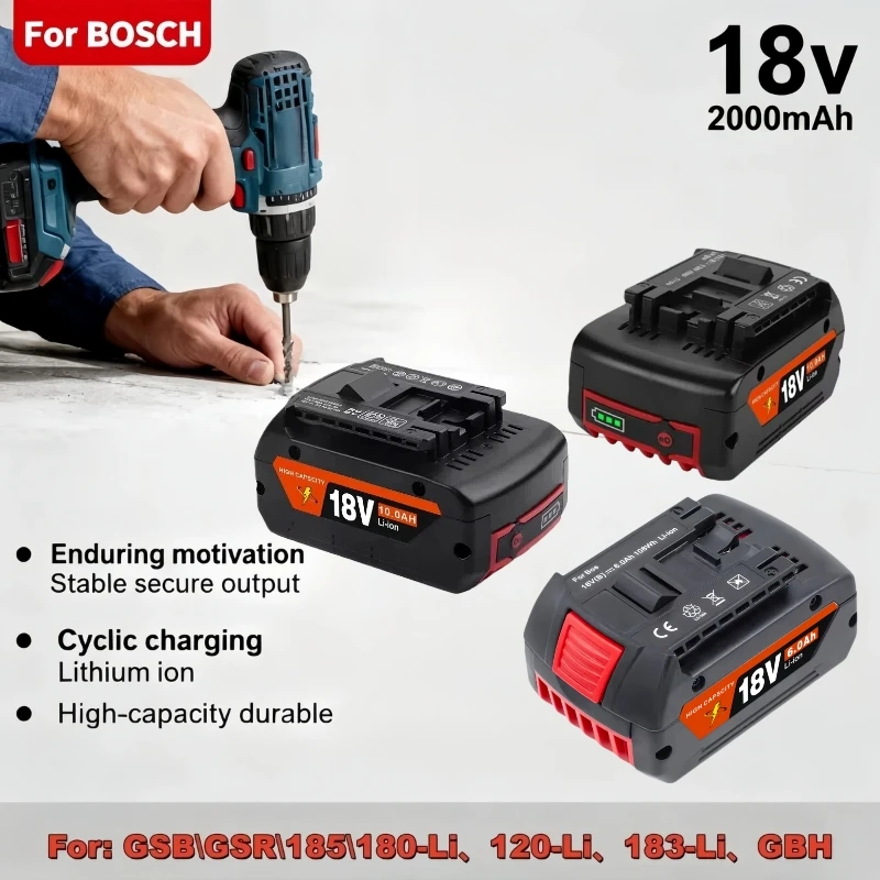 

18V 6000mAh Rechargeable Lithium-ion Battery, Suitable For Bosch PBA PSB PSR Model Replacement Battery