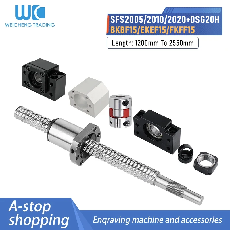 1PC Precision Ball Screw Set SFS2005/2010/2020 End Machined SFS BallNut 1200-2550mm BKBF/EKEF/FKFF