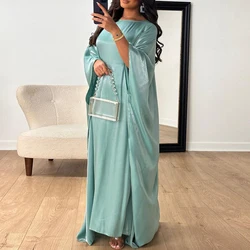 Kebaya Abayas For Women Kaftan Robe Musulmane Femme Vestidos Ramadan Satin Abaya Islam Muslim Summer Batwing Sleeve Maxi Dress