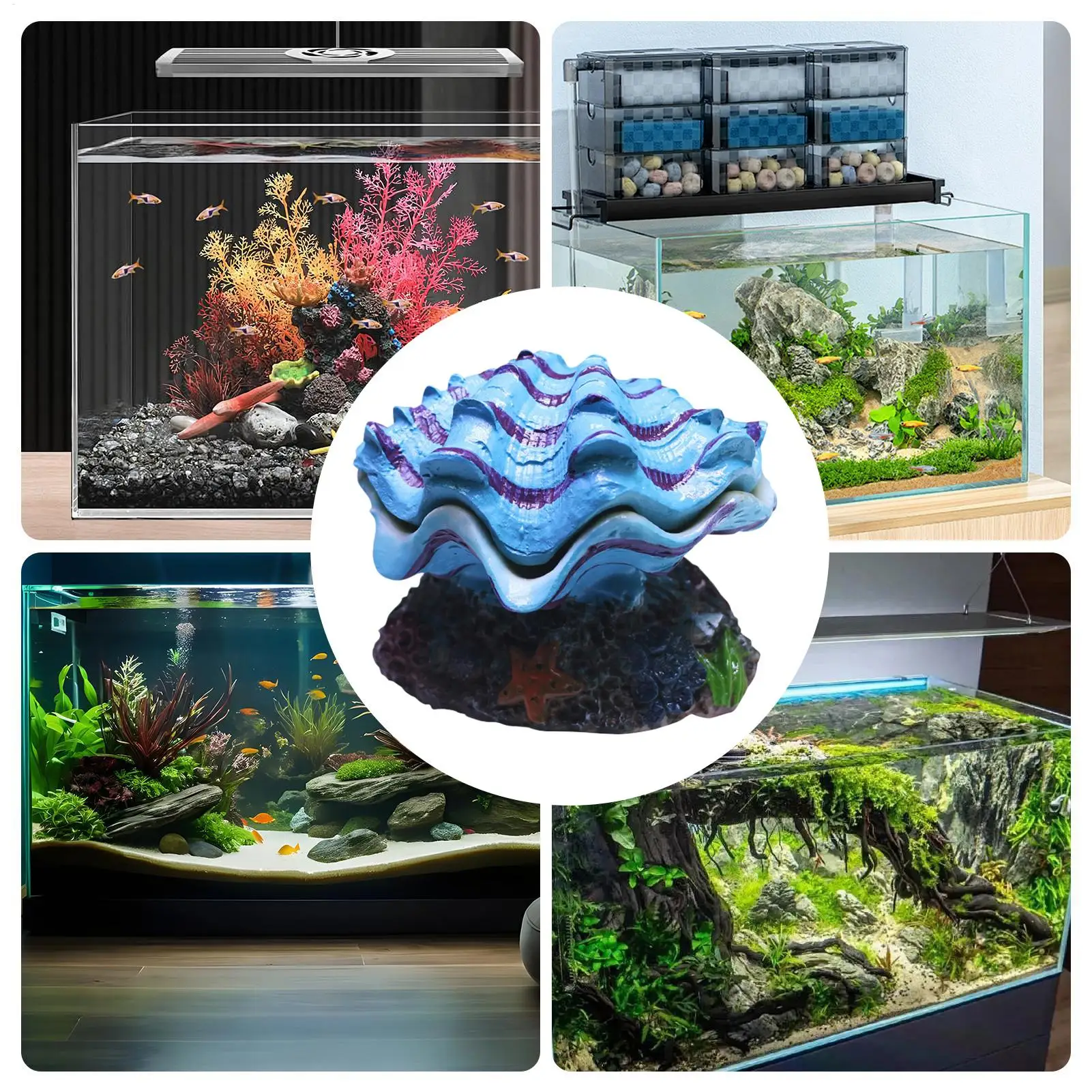 Aquarium Cave Shell Habitat Cave Fake Shelter Decoration For Saltwater Freshwater Terrarium Corner Tanks School Bedroom Living