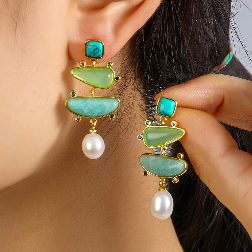 

Роскошные женские элегантные серьги с жемчугом во французском стиле неправильной формы, серьги из редиса из натурального камня, дропшиппинг