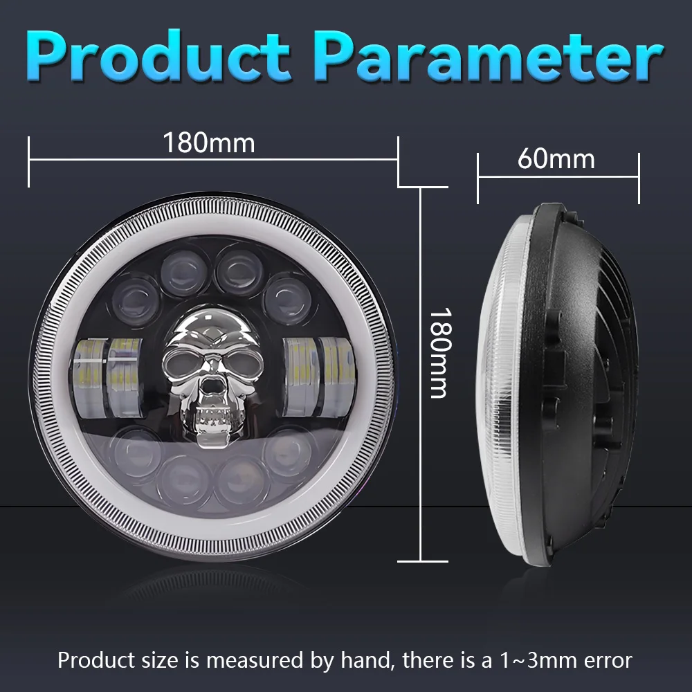 7 Inch Motorcycle LED Headlight Hi/Low Beam DRL Turn Signal 7