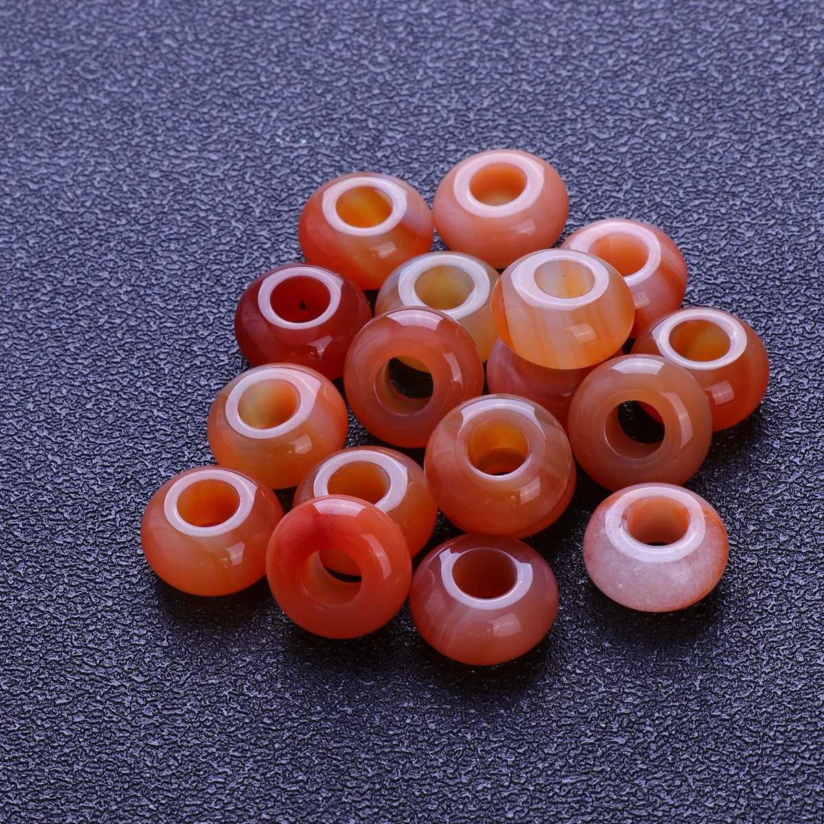 

20Pcs Natural Agate Big Hole Beads Red Agate Smooth Bright Colors for DIY Bracelet Necklace Jewelry Accessories