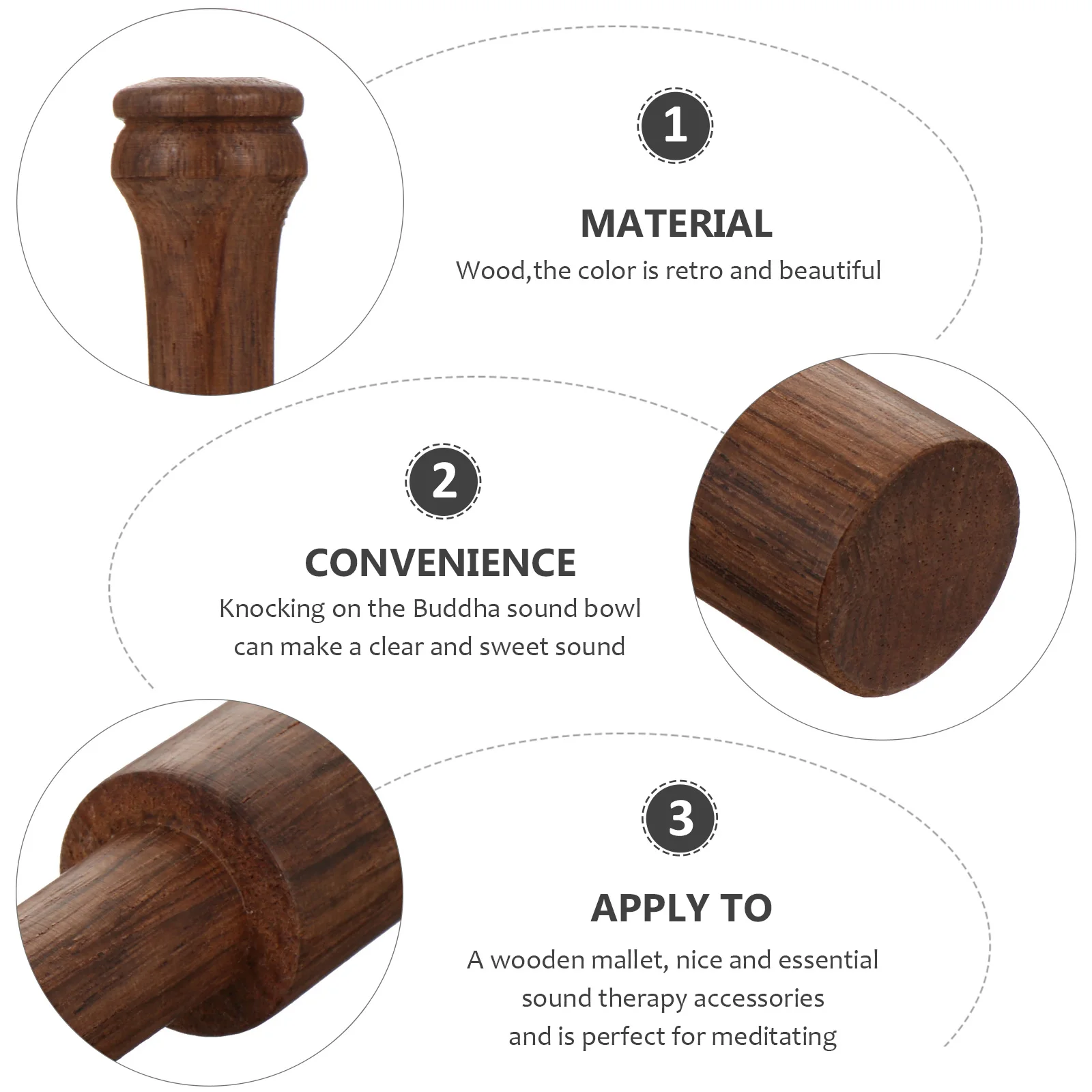 

Buddha Sound Grinding Stick Wooden Mallet Therapy Accessory Singing Part Retro Color Durable Meditation Fittings