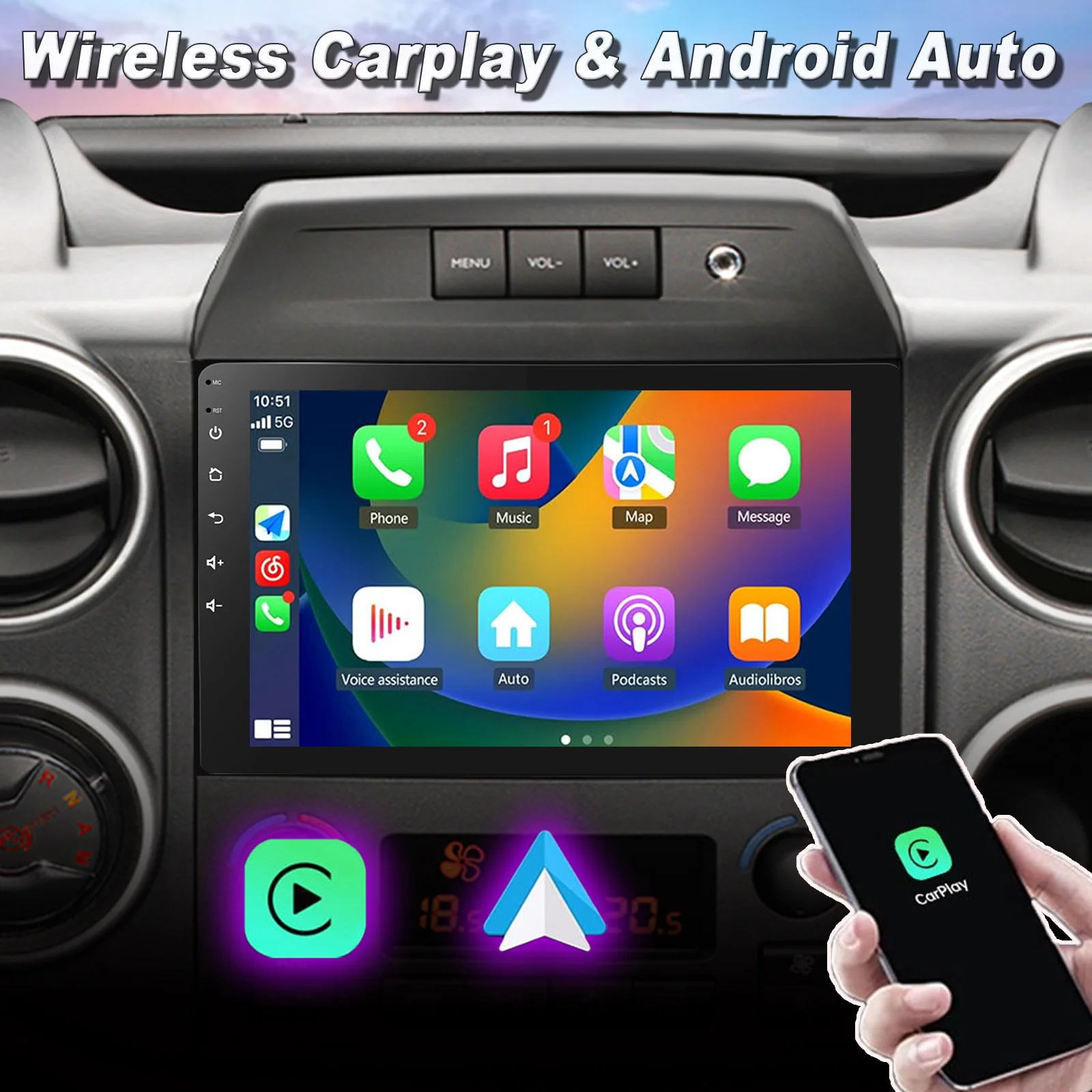 

9'' Android Car radio for Citroen Berlingo 2015-2018,for Peugeot Partner 2008-2019 screen Carplay Android Auto, GPS Navigation