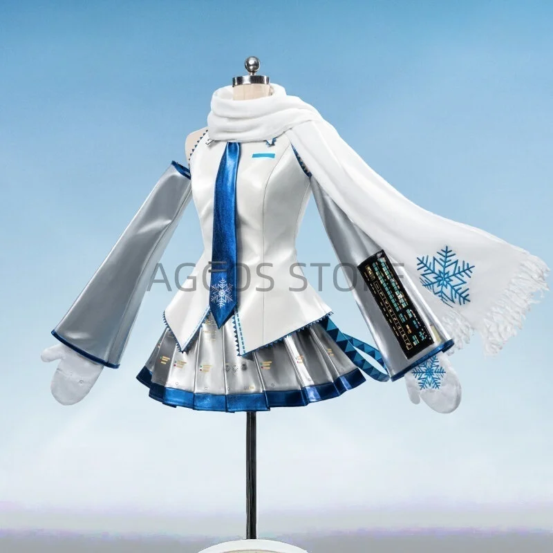 

AGCOS аниме Snow Mikku косплей костюм Mikuu женские рождественские наряды юбка + топ Mikuku JK снежные костюмы косплей