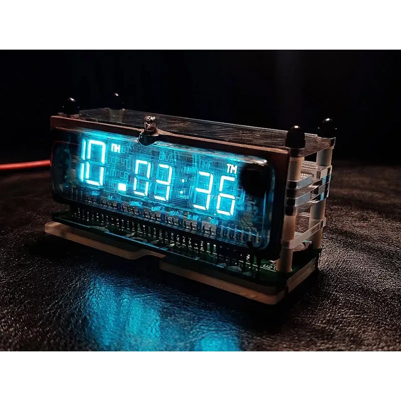 Transparent Screen Display Desktop VFD Clock BoyFriend Gift Digital LED Clock Creative Home Clock Ambient Light VFD Screen