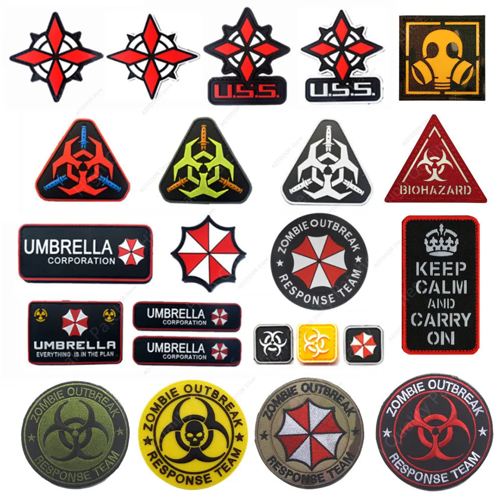 Umbrella Equipment PVC Bag Stickers Badge Armband Biohazard Umbrella Series Embroidery Patch Military Patch for Clothing Sewing