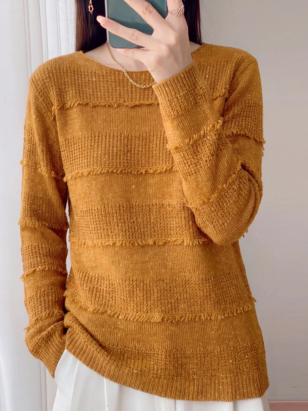 Autumn Winter New round Neck Honey Bear Fleece Knitted Sweater Women Casual All Match Sequin Overhead Soft Cozy Women's Sweater