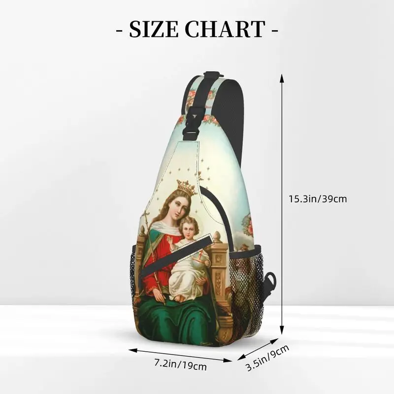 Custom Cool Virgin Mary Sling Bags for Traveling Men\'s Catholic Christian Chest Crossbody Backpack Shoulder Daypack