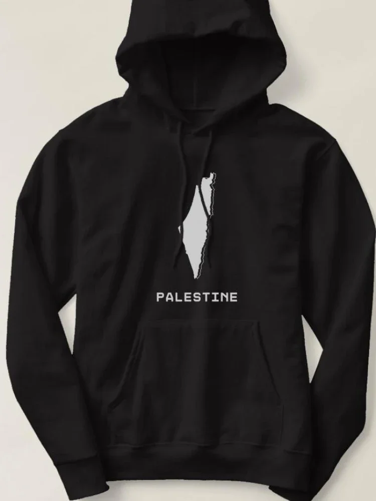 Palestine Map Flag Hoodie Casual 100% Cotton  Autumn and Winter Men Sweatshirt