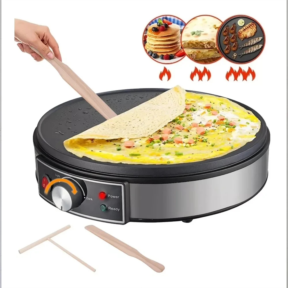 Máquina eléctrica para hacer Crepes, utensilio de cocina antiadherente de 110V/220V para hacer tortitas y pasteles