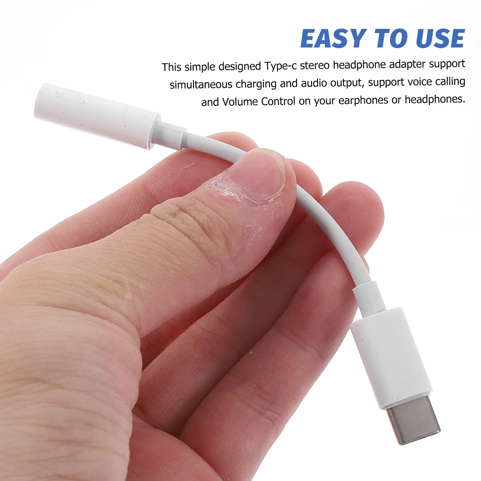 4Pcs Type-C Adapter Cable Headphone Adapter Support Simultaneous Charging Audio Output Voice Call Volume Control