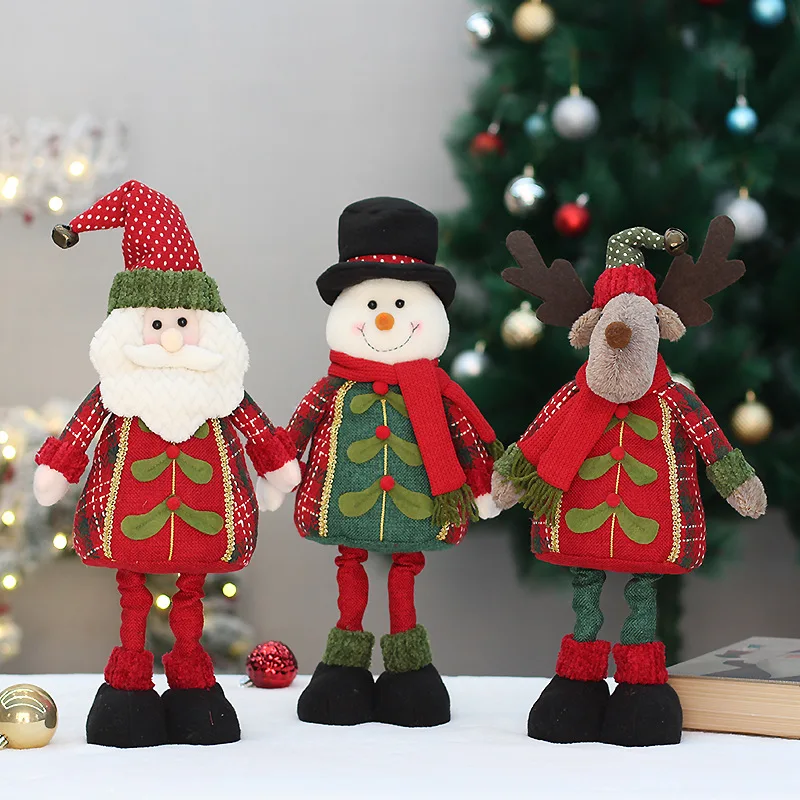 

Christmas Ornament 2023 Fabric Telescopic Old Man Snowman Elk Doll Home Decoration Ornament Velas Navideñas Decorativas