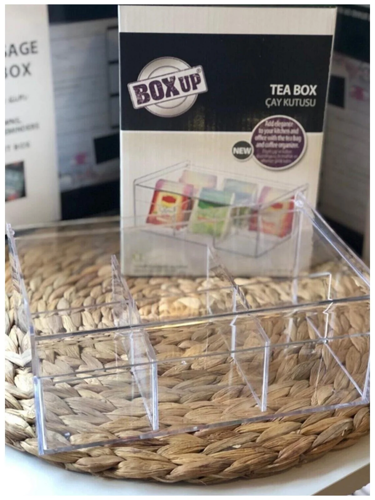 Transparan 6 Sel Organizer Teh Multifungsi Penggunaan Kualitas Tinggi Keras dan Kuat Bahan Peralatan Rumah Alat Dapur