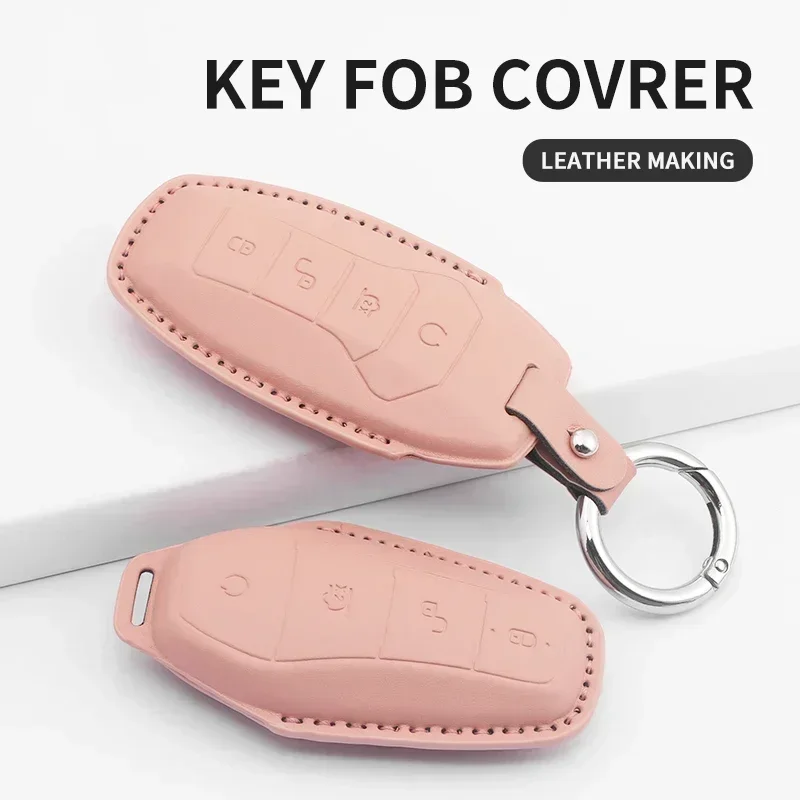 

For BYD Song Plus Atto 3 Han EV Tang DM Qin Seal Dolphin PU Leather Car Key Case Cover Remote Fob Holder Key Bag Accessories