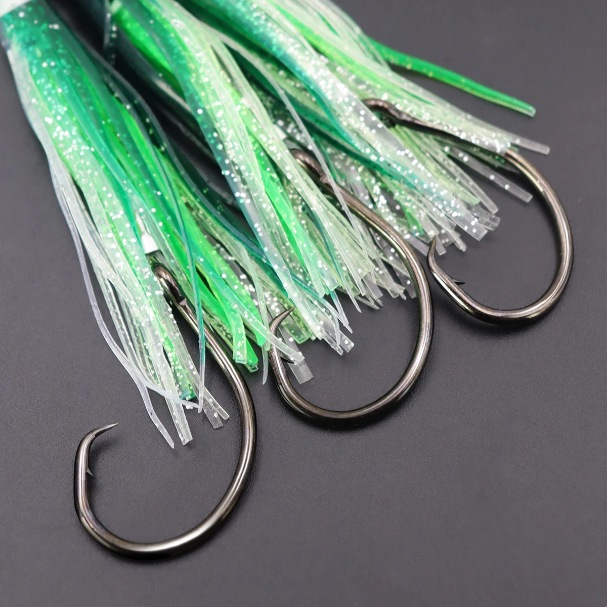 ZYZ Sea Fishing String Hooks with 7/0# 8/0# 9/0# Black Circle Hooks Luminous Octopus Fake Bait Saltwater Fishing Hooks
