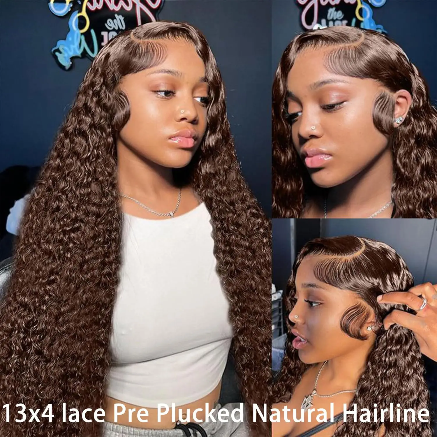 Peluca de cabello humano rizado marrón Chocolate de 40 pulgadas 200 de alta densidad suelta onda profunda 13x4 Hd peluca Frontal de encaje transparente peluca de color