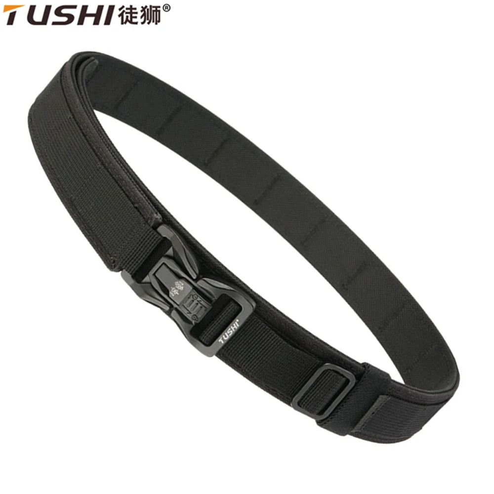 

TUSHI New Hard Tactical Belt for Men Metal Automatic Buckle IPSC Gun Belt 1100D Nylon Military Belt Outdoor Sports Girdle Male