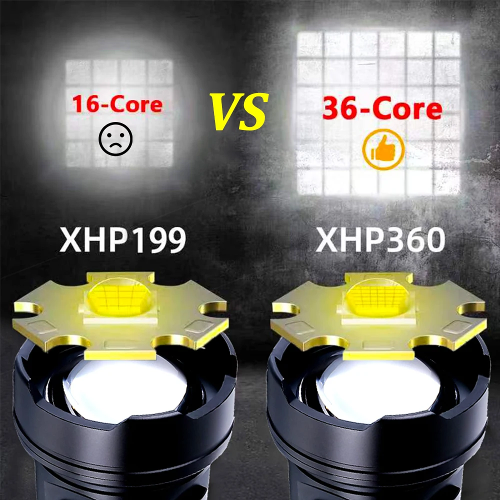 Ultra Powerful P90 flashlight dual switch type-c rechargeable super bright flashlight with cob side light camping hunting light