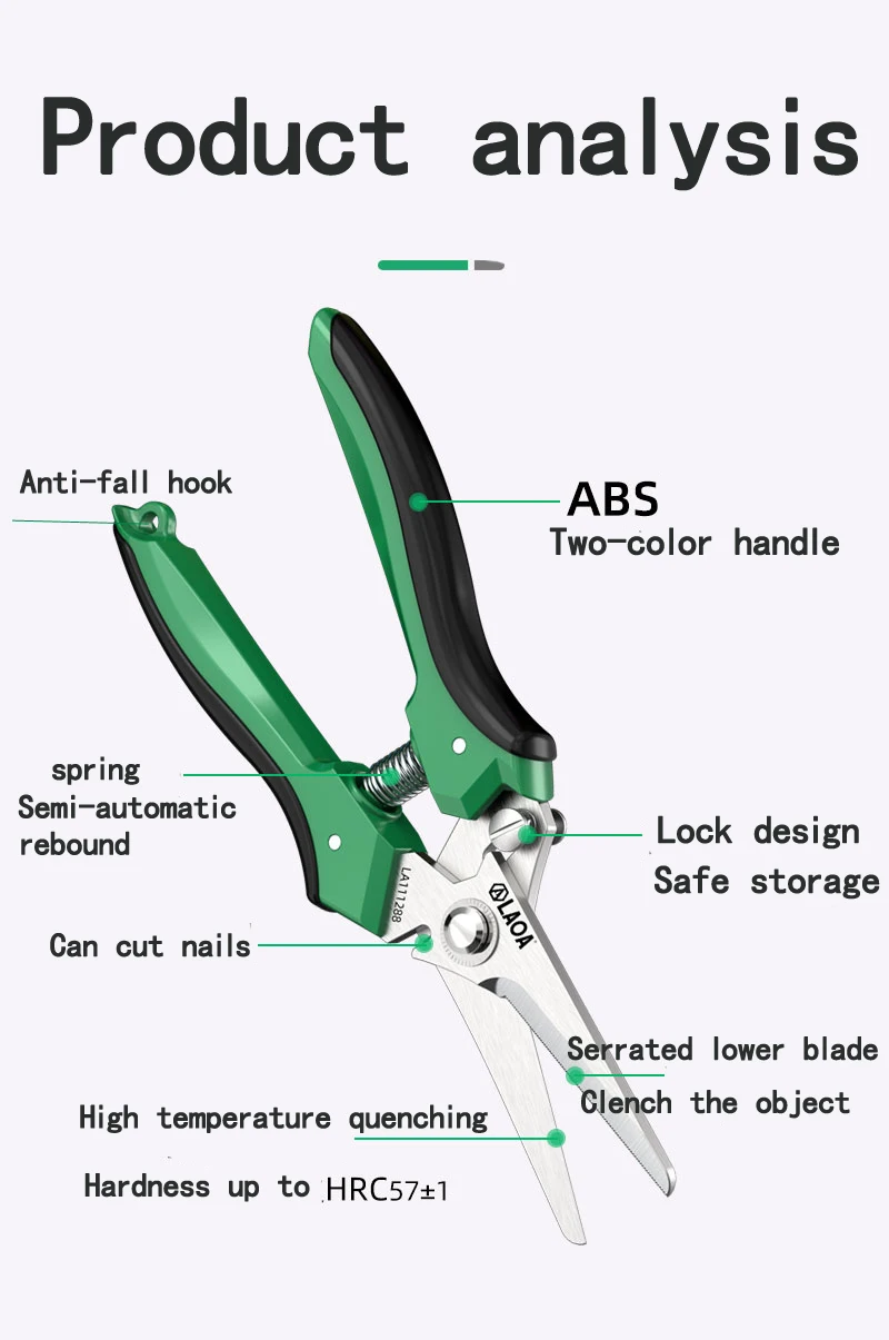 LAOA Stainless Steel Multifunctional Serrated Powerful Scissors Electrician's Scissors