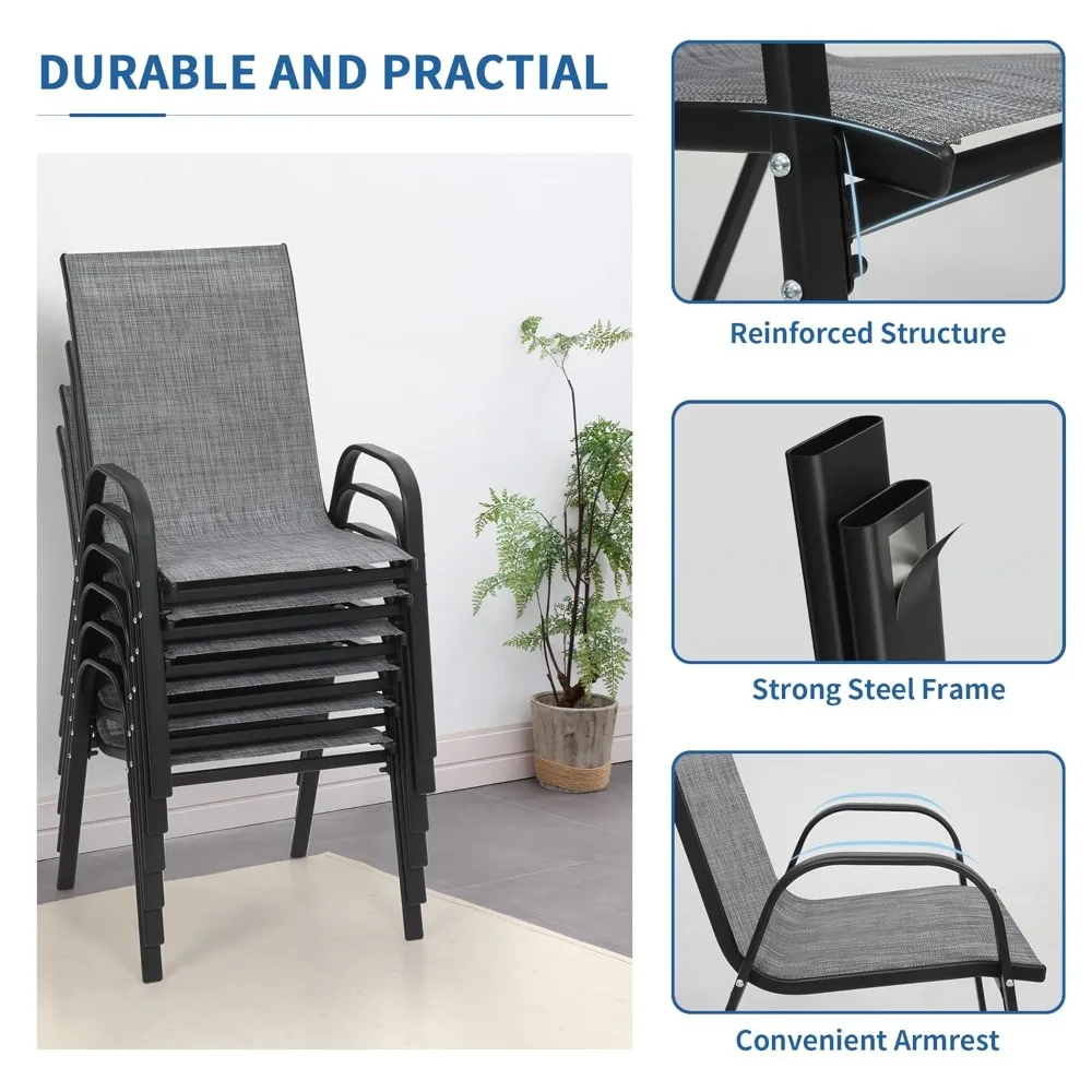 

7 Pieces Patio Furniture Set w/ 60" Gas Fire Pit Table and 6 Patio Dining Chairs, Outdoor Conversation Set, Customized