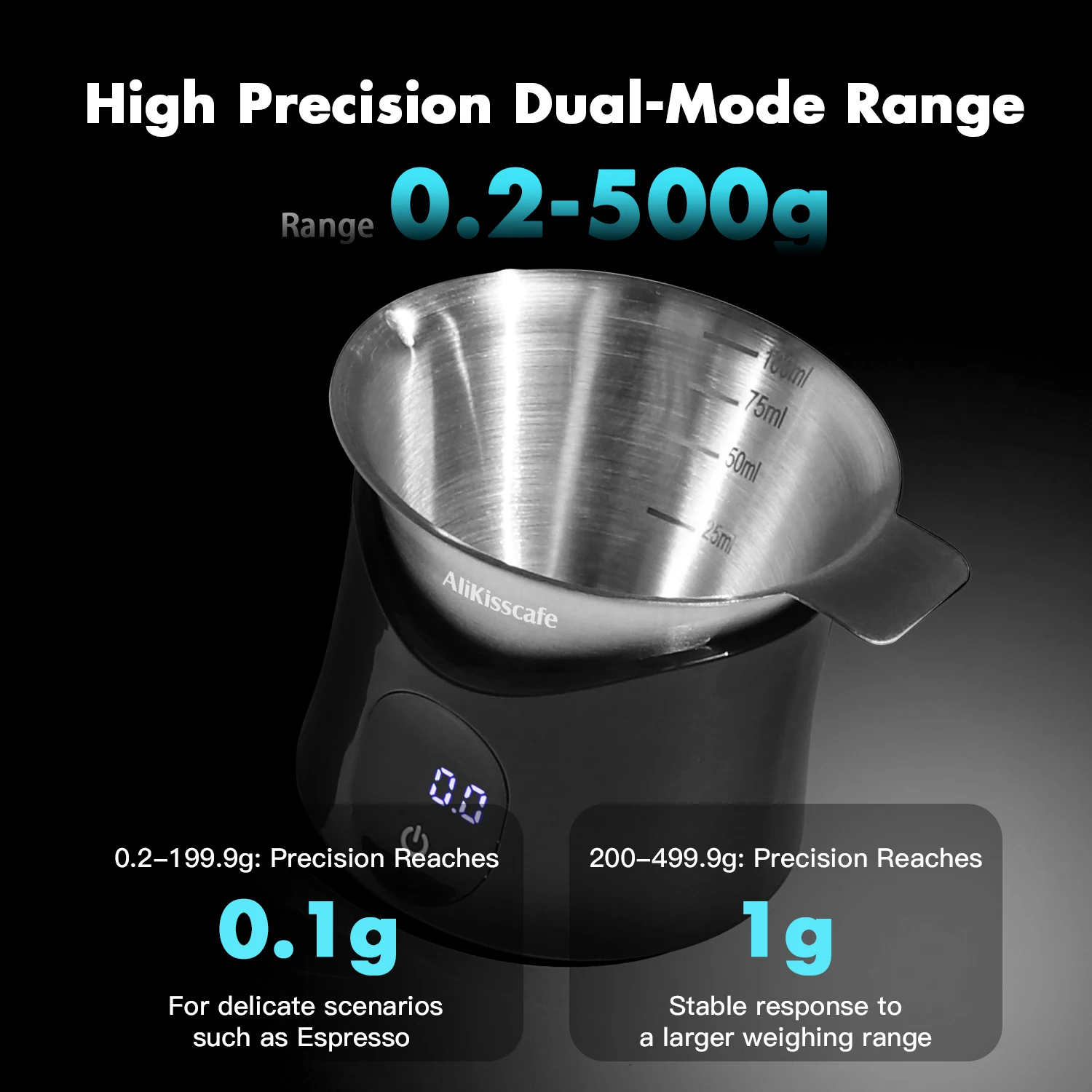 AliKisscafe Coffee Scale Digital Display Dosing Cup Shot Cup Precise Scales Measuring Cup Kitchen Barista Espresso Accessories