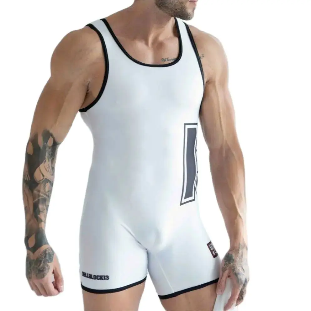 New CB13 Men\'s Zipper Singlet Body Suit RightTrack Skinsuit One-Piece Sleeveless SexyMan Fun Clothing