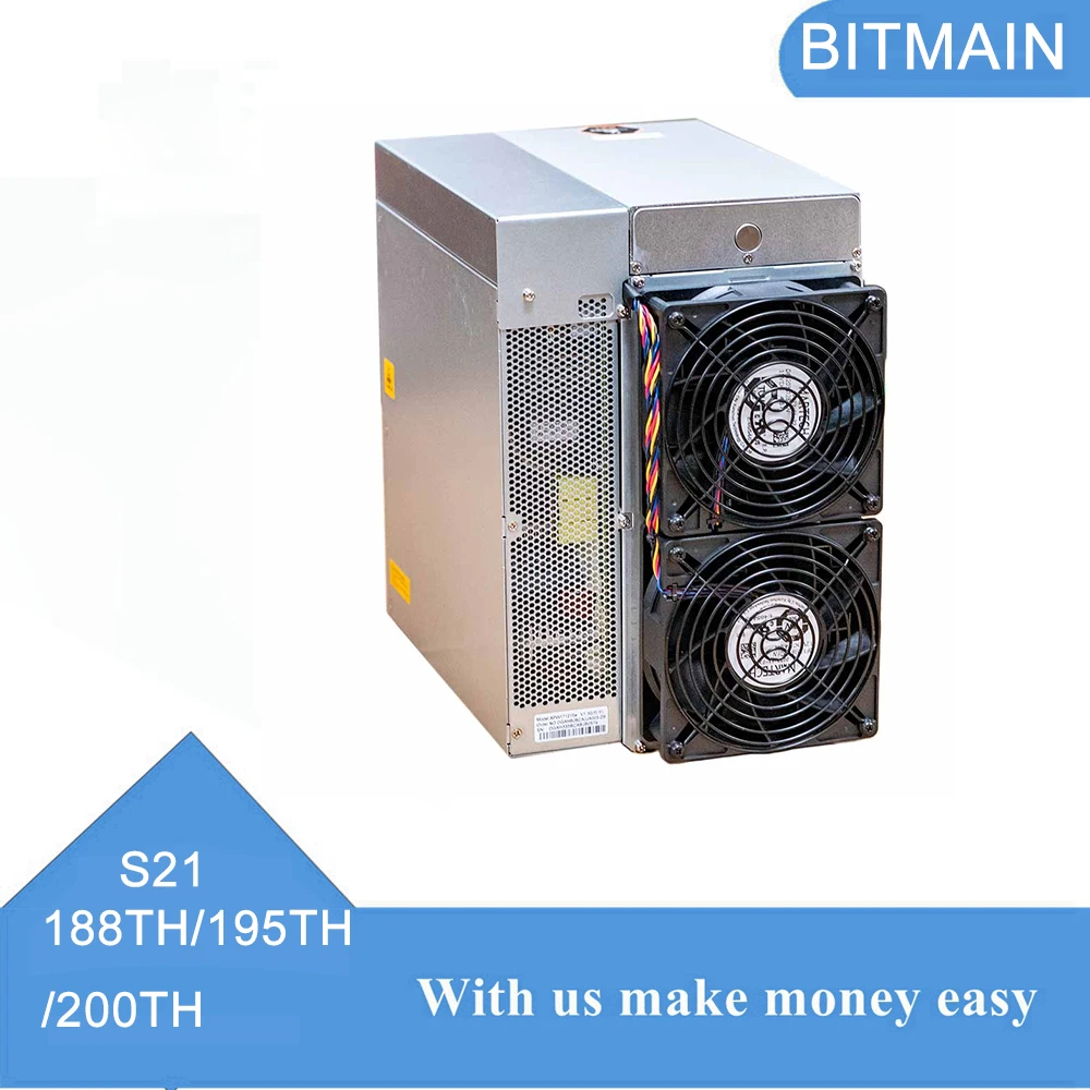 Bitmain-Antminer S21 com Hashrate 200, 195, 188T, 3550W, BTC, BCH, Bitcoin Miner