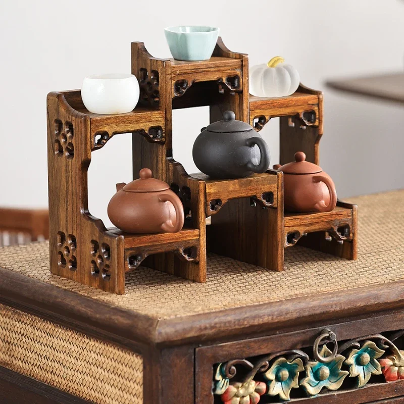 Chinese Style Antique Yumu Duobao Pavilion Retro Desktop Ornaments Tea Set Storage Table Individuality Crafts Best