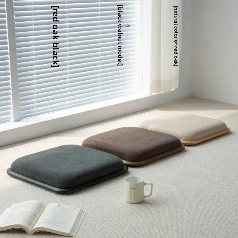 Japanese Solid Wood Meditation Cushion for Tatami Room Black Walnut Cushion Floor Sitting Pad for Window Yoga Kneeling Seat