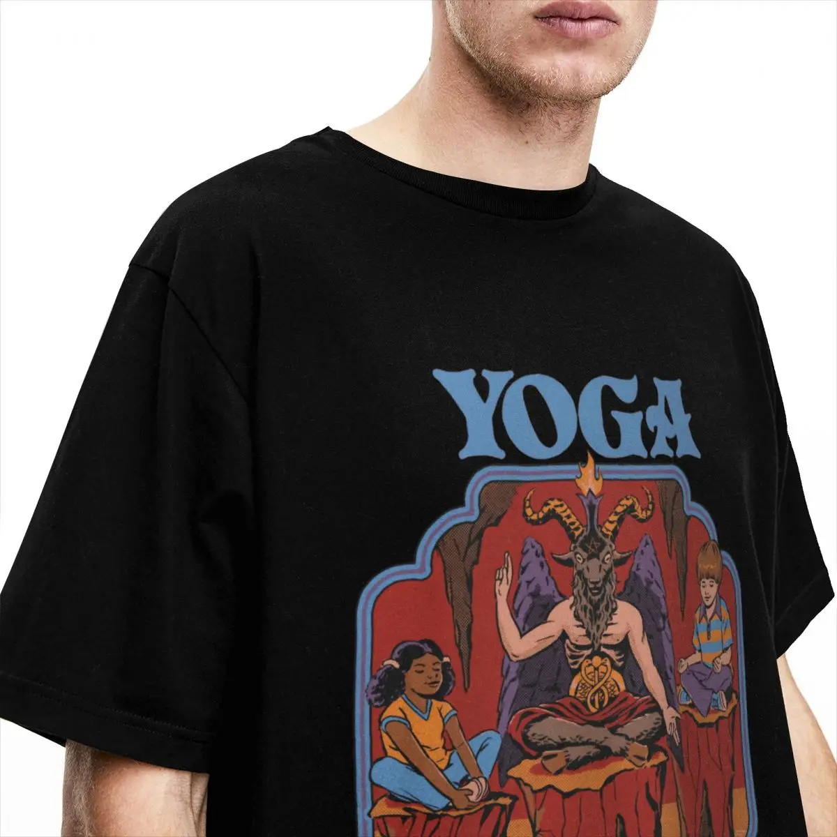 Baphomet Yoga Half Lotus T Shirts Merchandise Men Women Cotton Casual Round Collar Tees Short Sleeve Clothing