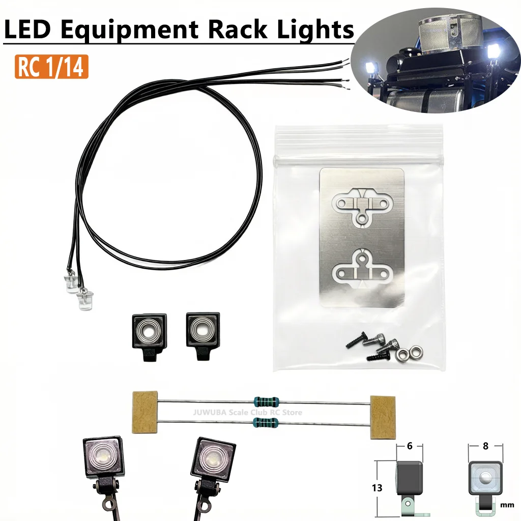 

LED Square spotlight RC Truck Equipment Rack Lights For 1/14 Tamiya RC Truck Tipper Scania 770S Volvo Man Benz Car Diy Parts Toy