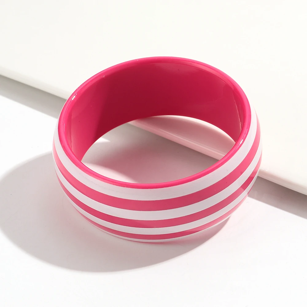 Modische Bunte Harz-Armreifen mit Breiten Streifen für Damen, Geometrische Stapelbare Massive Armreifen, Party-Schmuck Geschenke – Detail 7