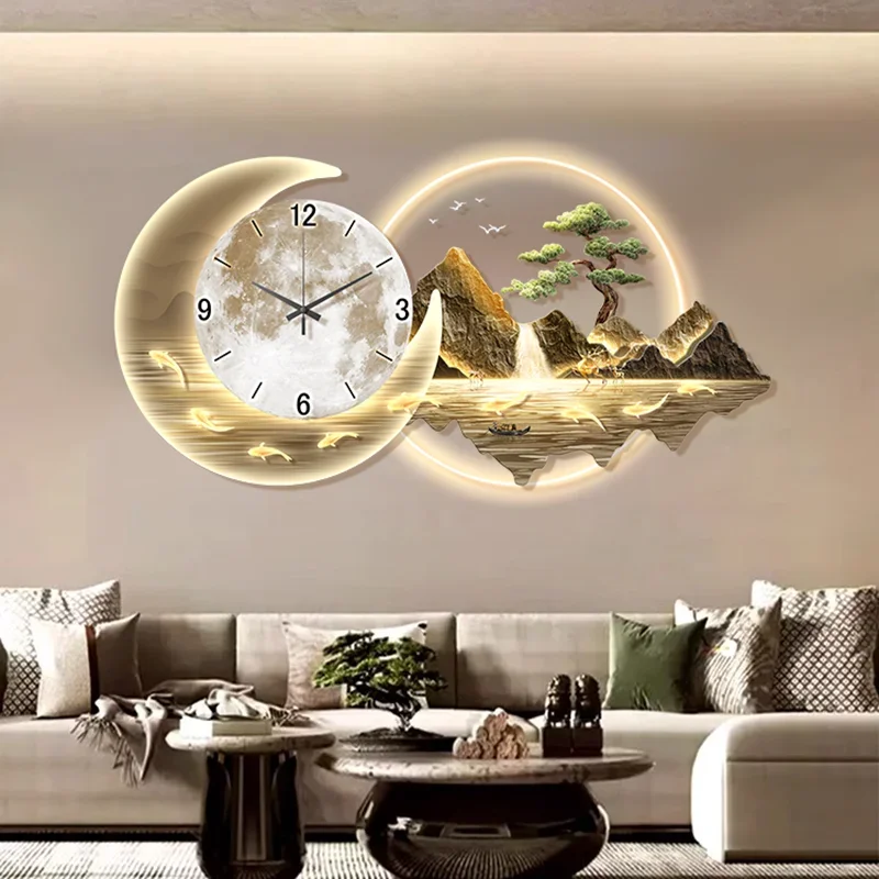 Luxury Large Wall Clocks Modern Art Mural Led Aesthetic Silent Wall Watch Creative Restaurant Reloj De Pared Home Decoration