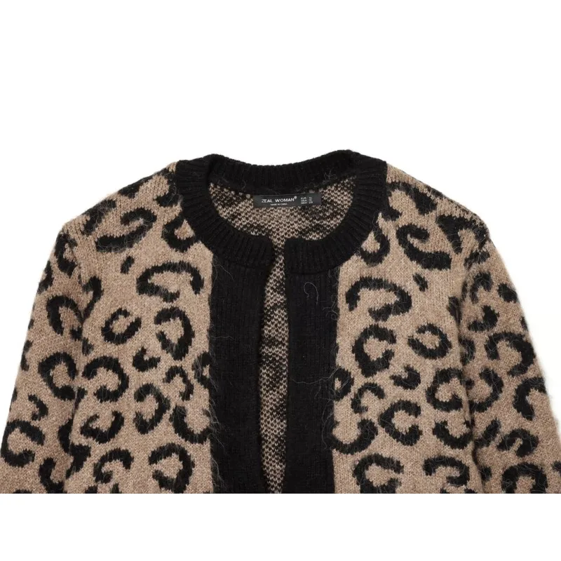 Cardigan tricoté en Jacquard à motifs d'animaux pour femme, pull à col rond, à la mode, décontracté, nouvelle collection automne hiver 2026