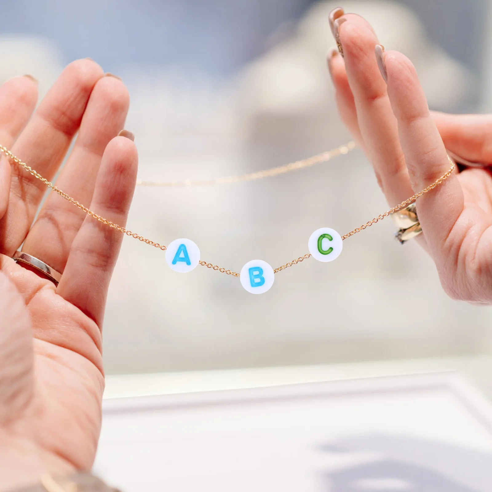 100Pcs Round Alphabet Letter Beads Acrylic Colorful Charms for DIY Jewelry Making Bracelets Necklaces Loom Bands 7x4mm Charming