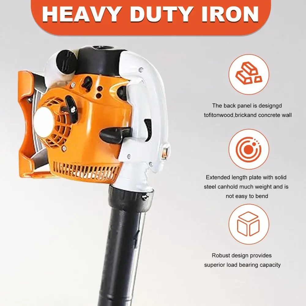 

Heavy Duty Leaf Blower Hanger Protective Mount Space-saving Design Blower Rack Orange Color Tool Storage Wall Bracket