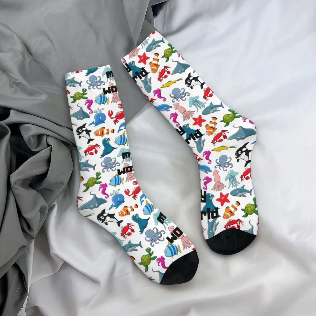 

Носки на все сезоны с мультяшными рисунками морских обитателей, модные длинные носки для мужчин и женщин, подарки на День святого Валентина