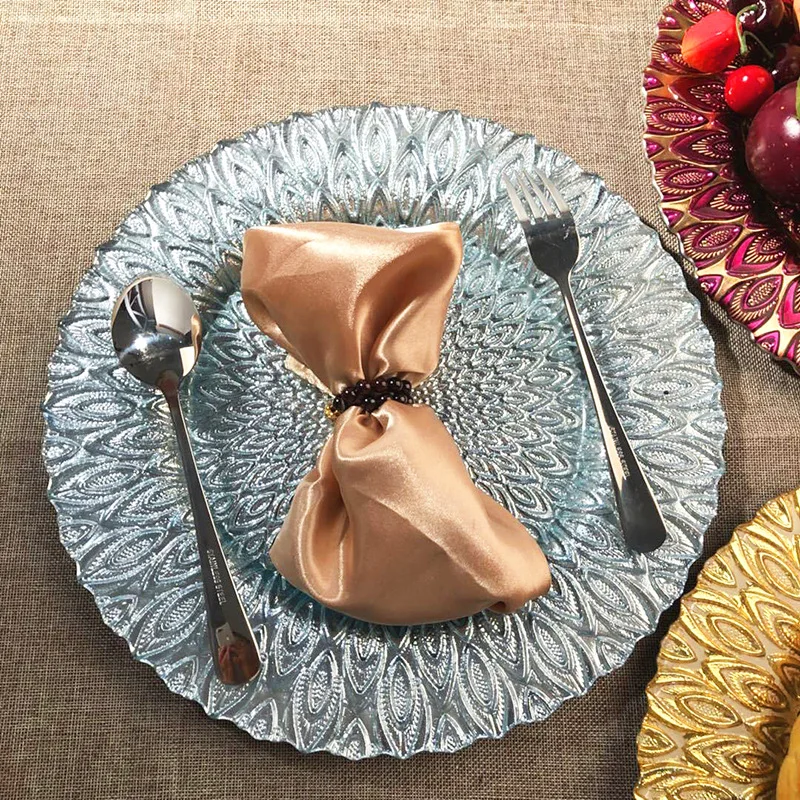 

Plating Snow Glass Plate Irregula Color Lace Snack Dessert Tray Jewelry Display Grocery Storage Home Decor
