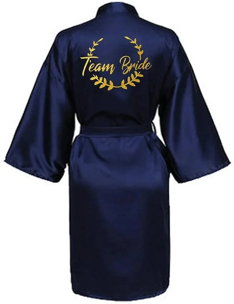 Satin Silk Robes Wedding BathRobe Bride Bridesmaid Dress Women Clothing Sleepwear Gold Letter SP092